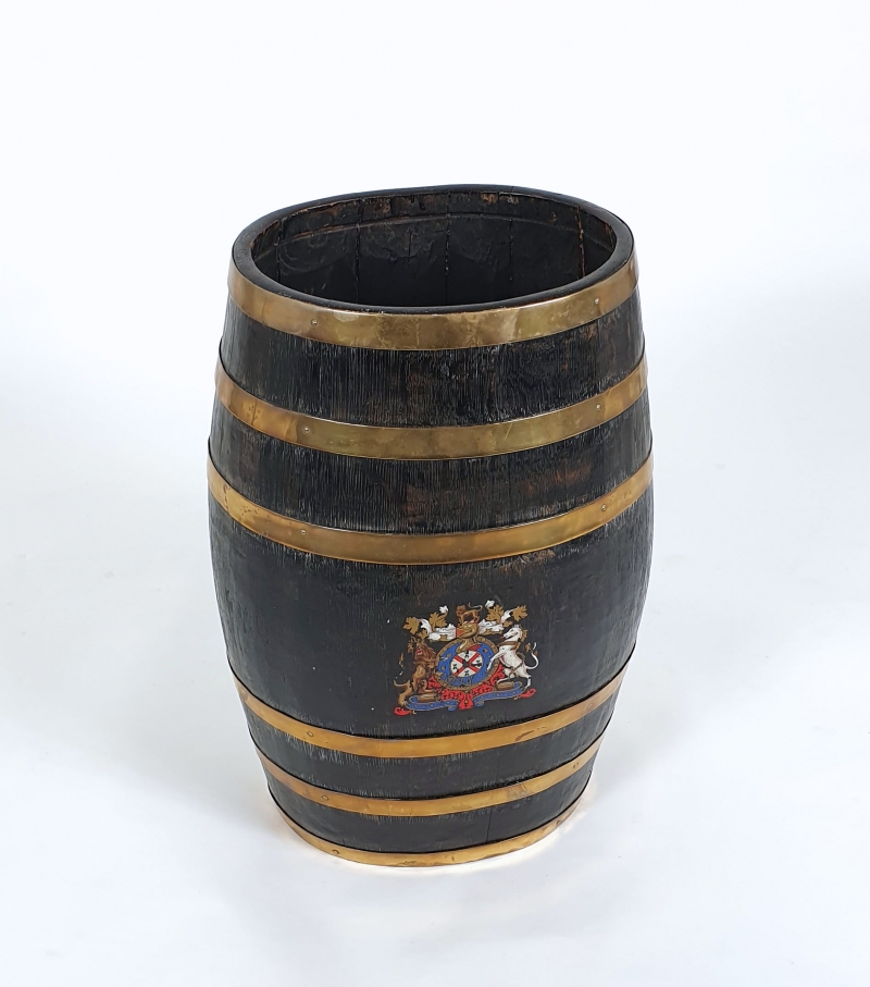 Victorian Oak and Brass Bound Barrel