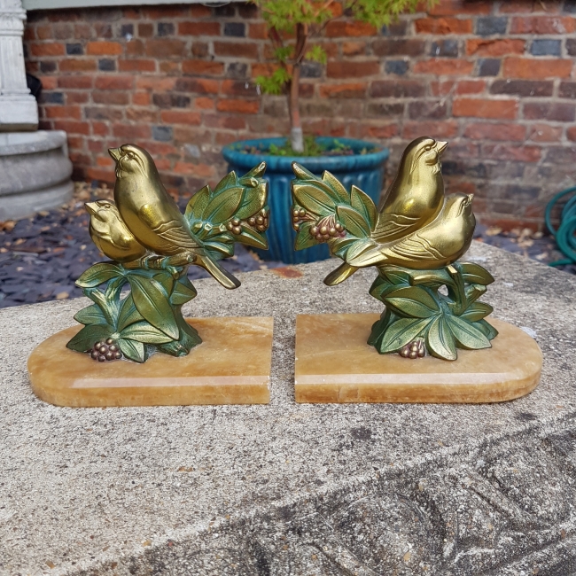 French Art Deco Bird Bookends