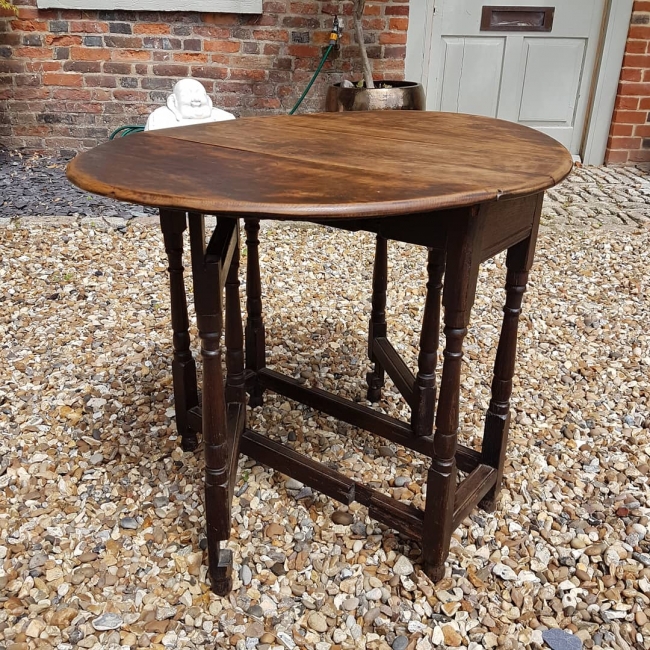 SOLD 1920s Oak Gateleg Drop Leaf Table