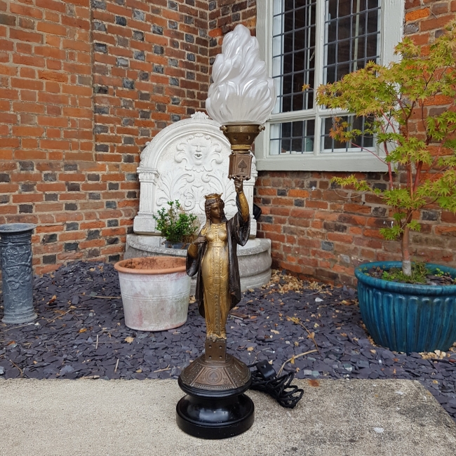 SOLD Queen of Spades - 19th Century Gilt Spelter Lamp