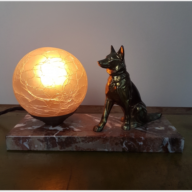 SOLD French Art Deco Sitting Dog Mood Lamp