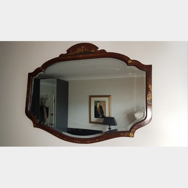 Chinoiserie 19th/20th Century Bevelled Wall Dressing Mirror