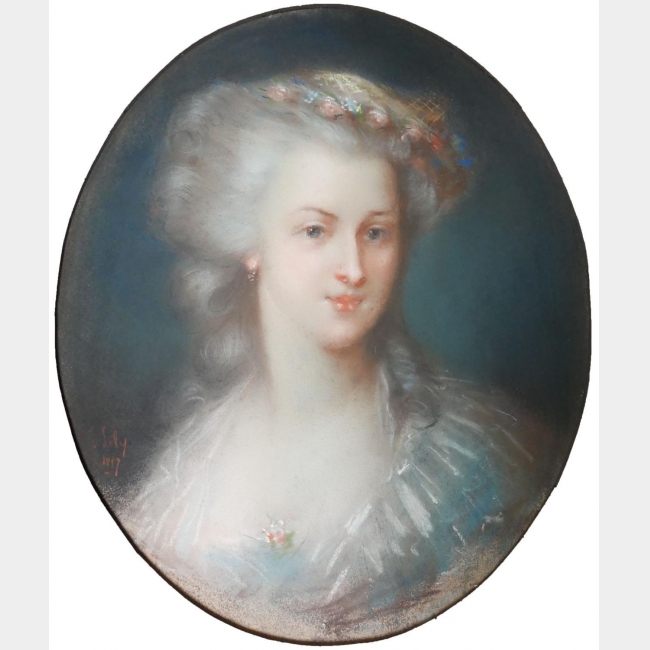FINE 18TH CENTURY FRENCH PASTEL PORTRAIT  Possibly Marie Antoinette