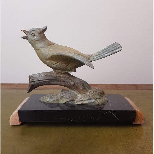 SOLD An Early 20thC Cold Painted Bird on Marble Plinth
