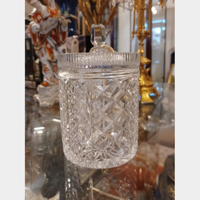 Glass lidded biscuit barrel