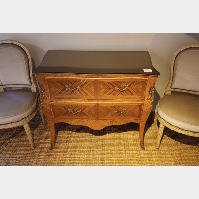 French Chest with later peach glass top