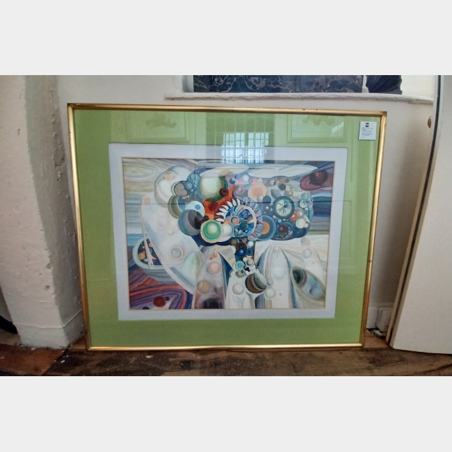 Large Framed Surrealist Watercolour