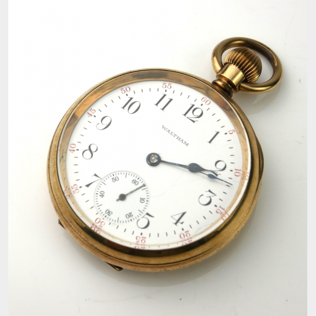 AN EARLY 20TH CENTURY AMERICAN GOLD PLATED GENT’S POCKET WATCH