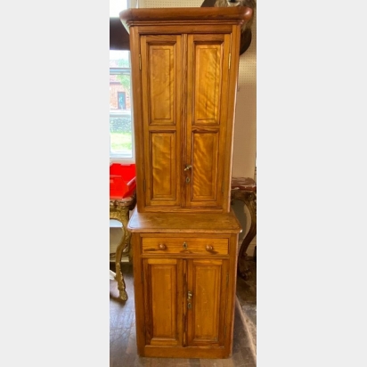A VICTORIAN PITCH PINE NARROW CABINET