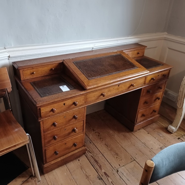 Oak Twin Pedestal Desk