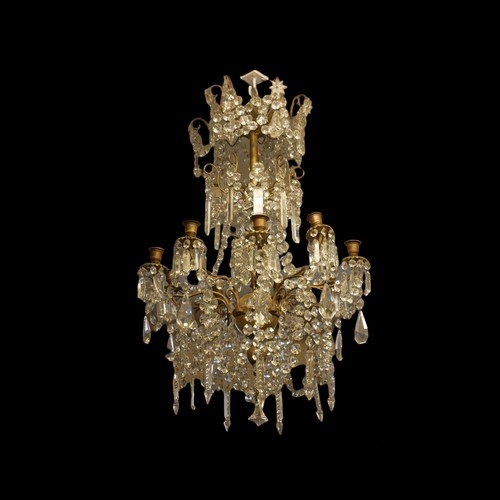 A 19TH CENTURY FRENCH GILT EIGHT BRANCH CHANDELIER