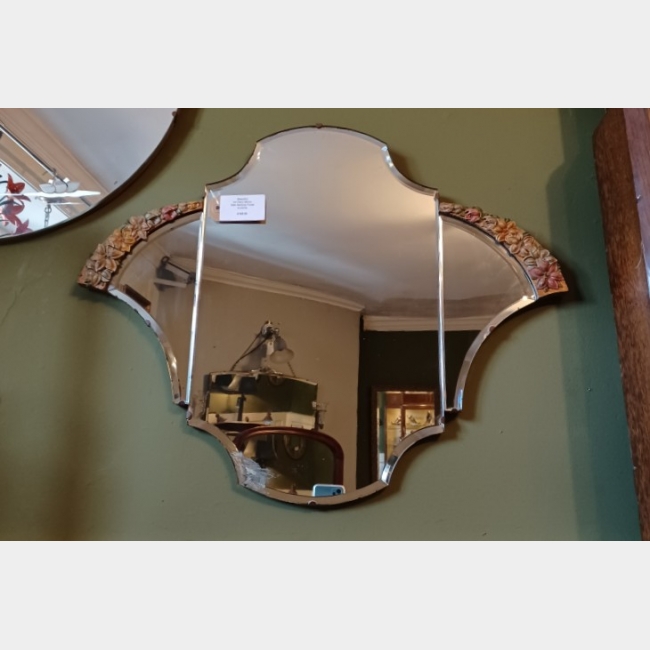 Art Deco Mirror with Floral Barbola Accents