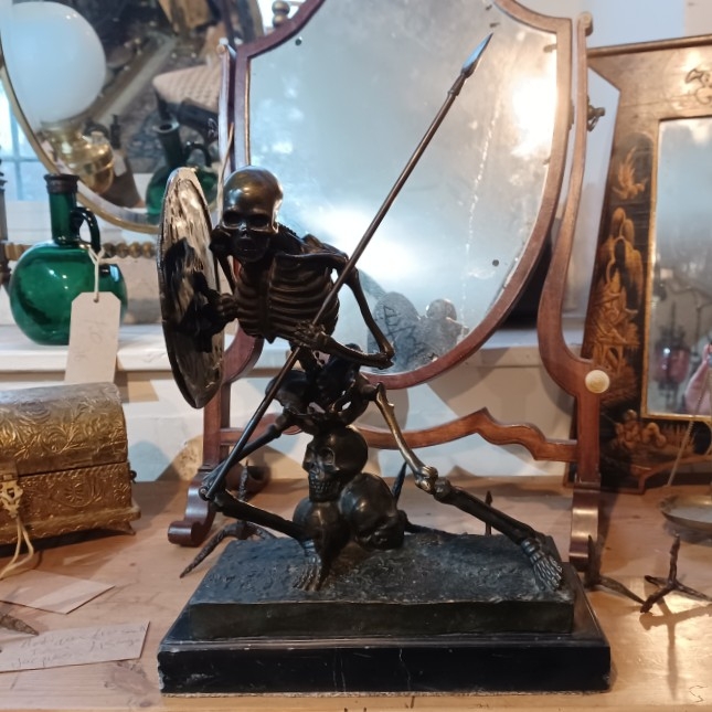 Bronze warrior skeleton figure