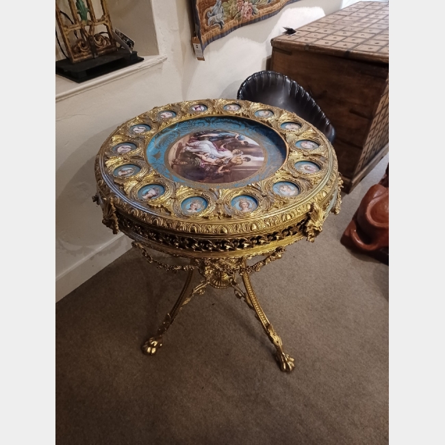 Polished Bronze & Porcelain Centre table