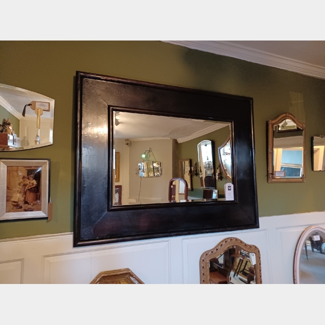 SOLD Large Vintage Ebonised Bevelled Mirror