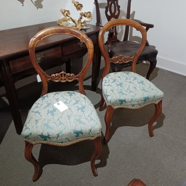 Pair of solid satinwood side chairs