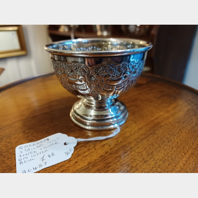 Gilt lined silver on copper bowl