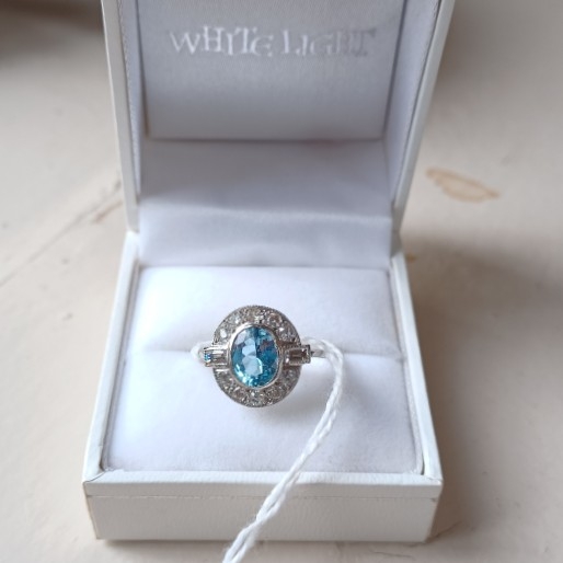 Aquamarine and Diamond Ring