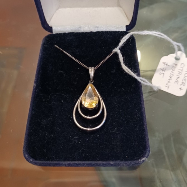 Citrine and Silver Pendant