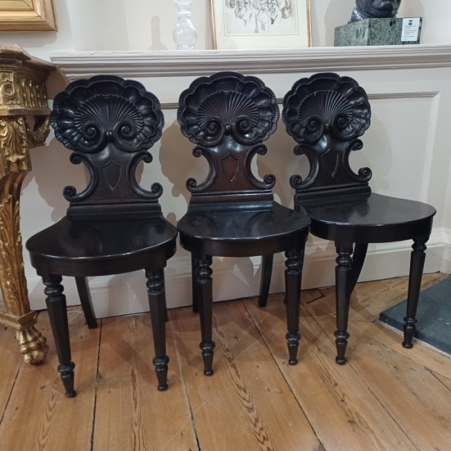 Set of 3 Gillow Mahogany Hall Chairs