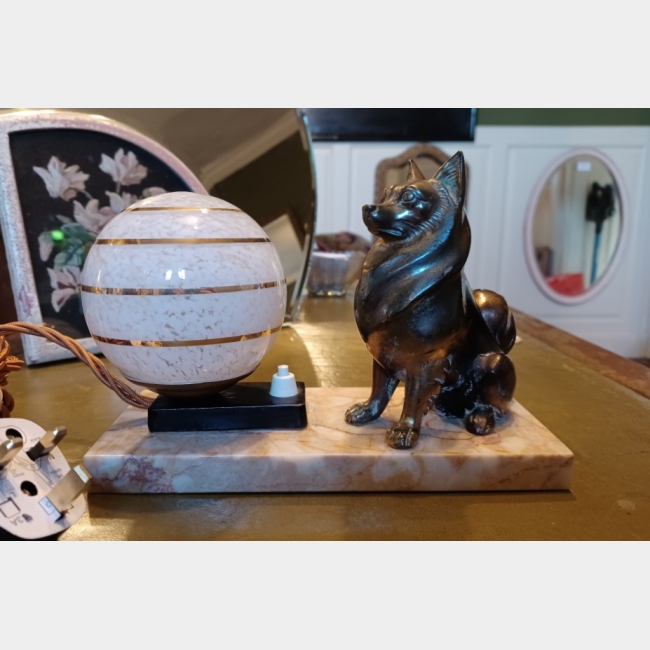 French Art Deco Dog Lamp