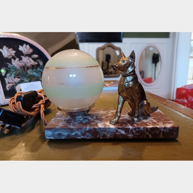Art Deco Dog Lamp with marble base