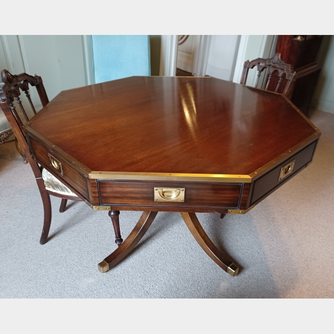 Mahogany & Brass bound drum table