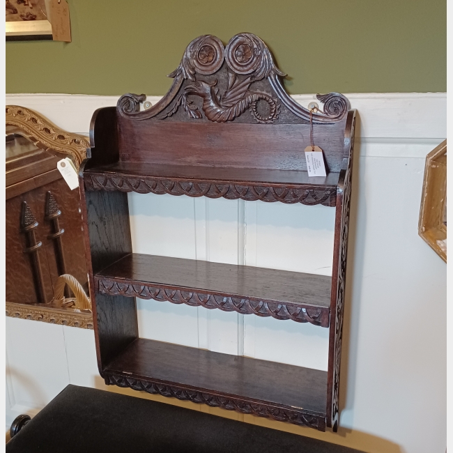 Oak carved Wall Bookshelf