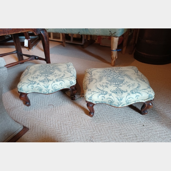 Pair of walnut footstools