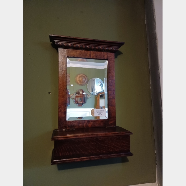 SOLD Edwardian Oak Hallway Glove Box Mirror