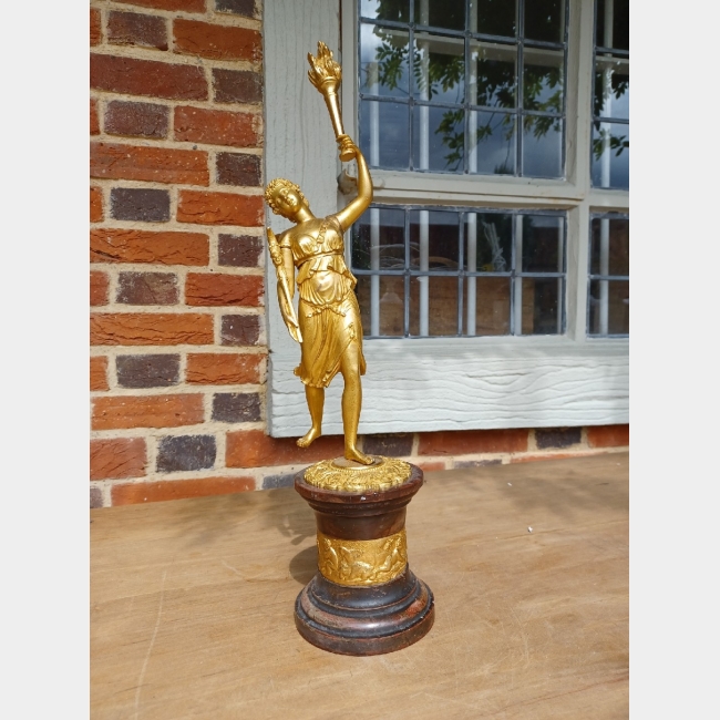 19th Century Continental Gilt Bronze Statue