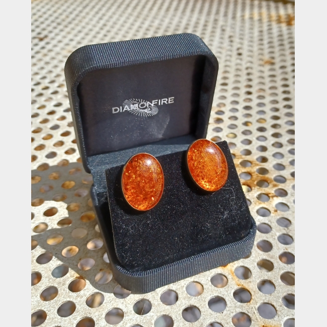 9ct Gold Amber Earrings