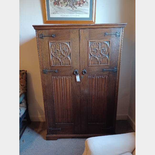 SOLD Oak gothic style wardrobe