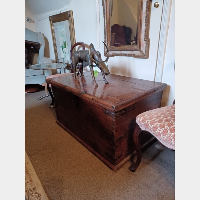 Metal Bound Hardwood Box / Coffee Table