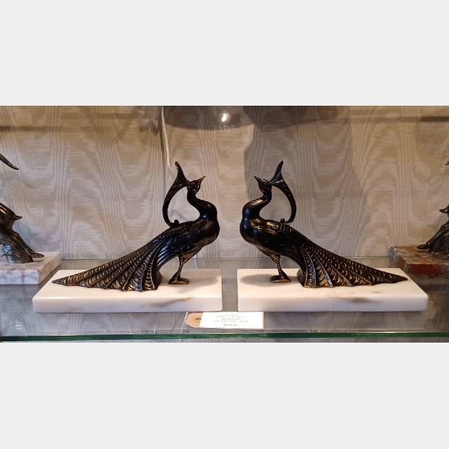 Art Deco Peacock Book Ends