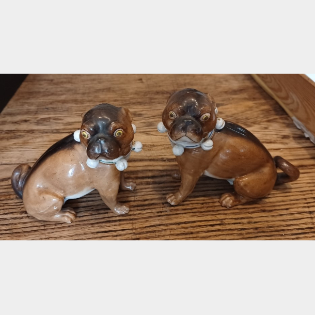 Pair of Porcelain Pug Dogs