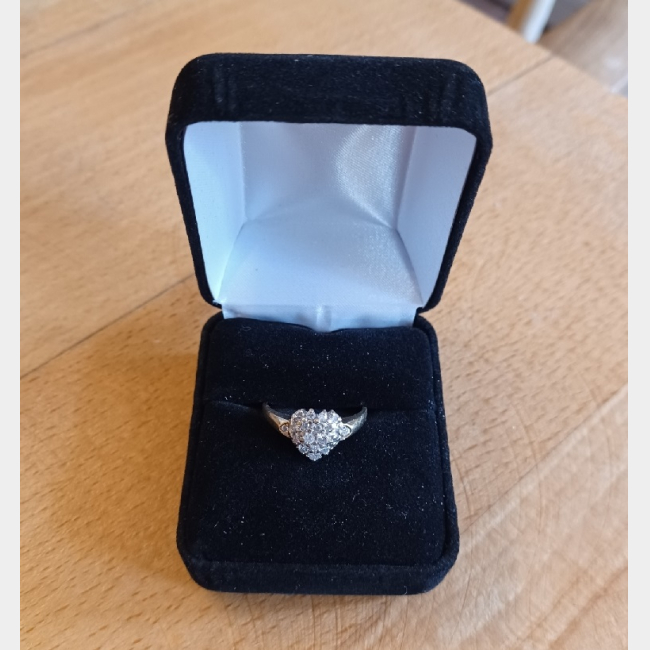 Diamond Heart Shaped Cluster Ring