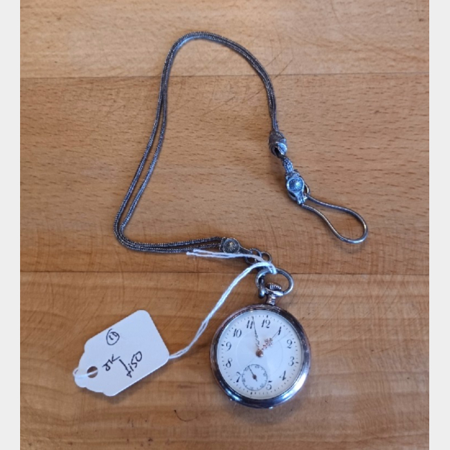 Silver Pocket Watch and Chain