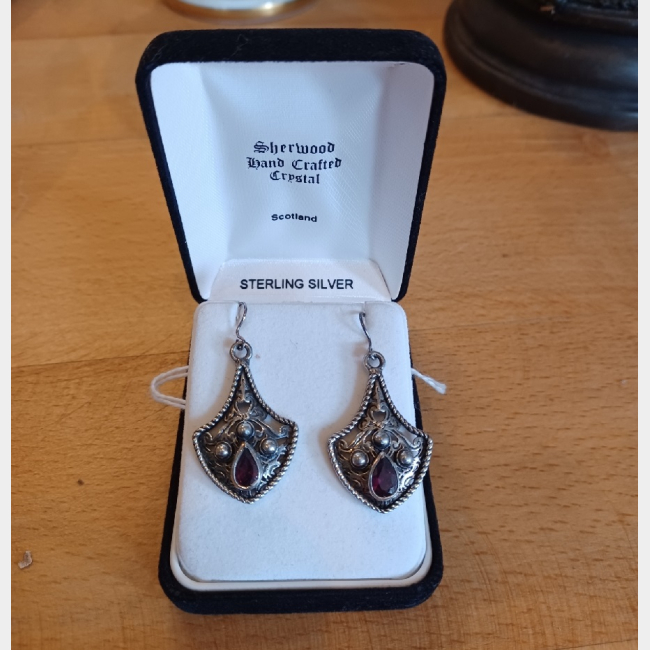 Silver and Garnet Earrings