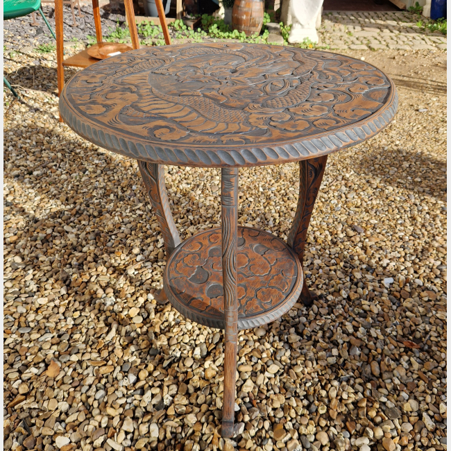 A Fine Dragon Carved Occasional Table for Liberty & Co c1905