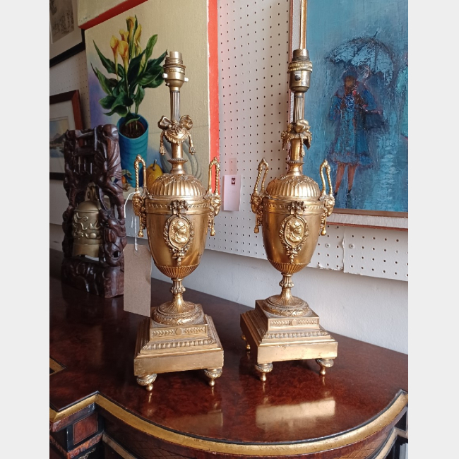 Gilt Bronze Urn Lamps