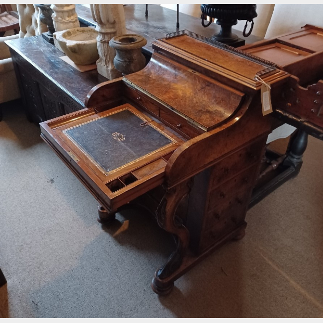 Burr Walnut Davenport Desk
