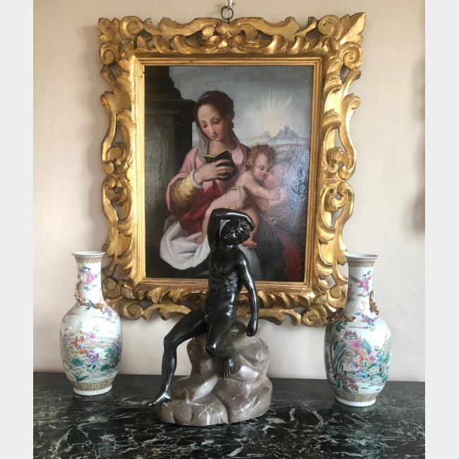 The sleeping faun, a 19th century bronze statue