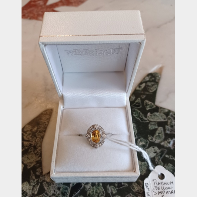 Yellow Sapphire and Diamond Ring