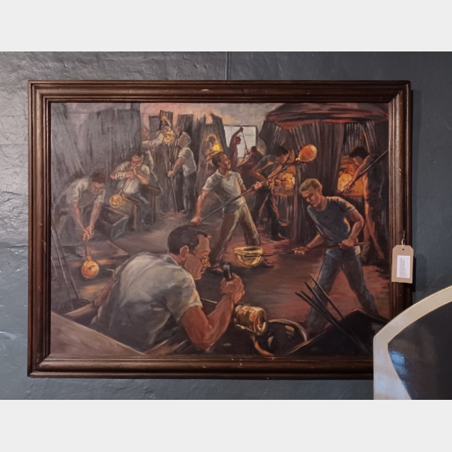 Large Original Painting Glassblowers