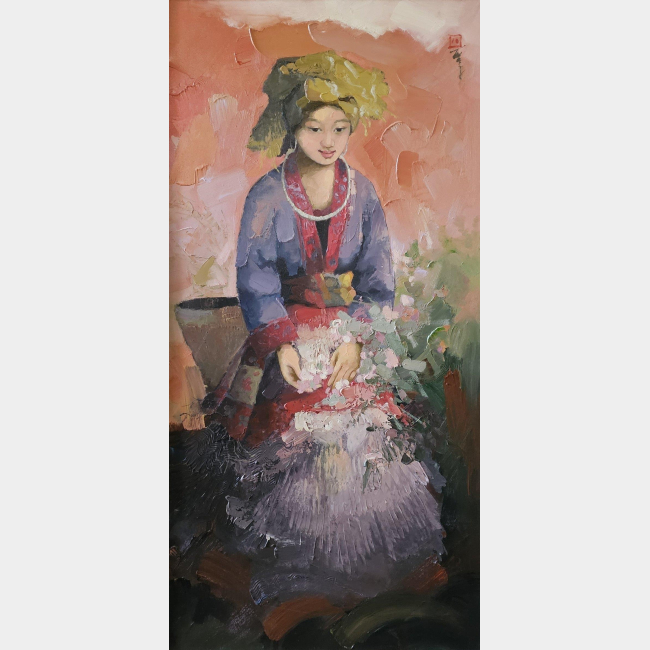 DINH NGOC THANG, VIETNAMESE, B. 1974, A LARGE OIL ON CANVAS PORTRAIT