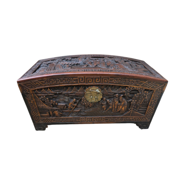 An Early 20th Century Chinese Carved Camphor Wood Coffer.